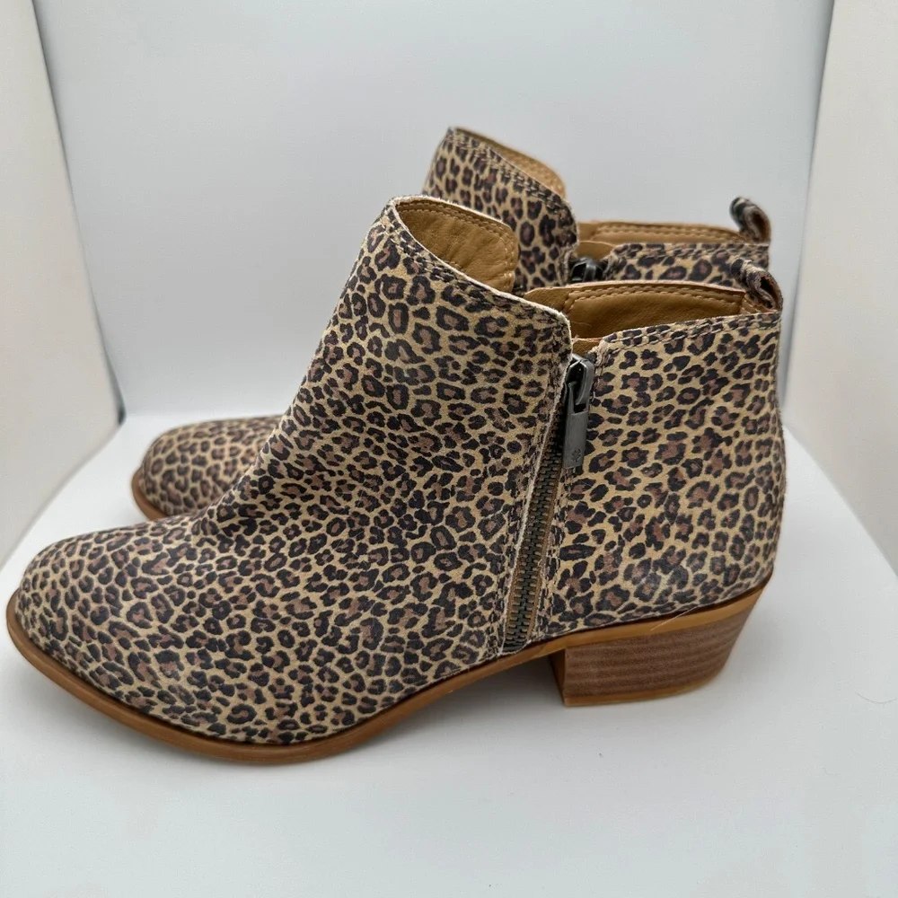 Lucky Brand Leather Cheetah Print Booties Size 9.5